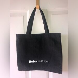 Reformation small black canvas tote bag